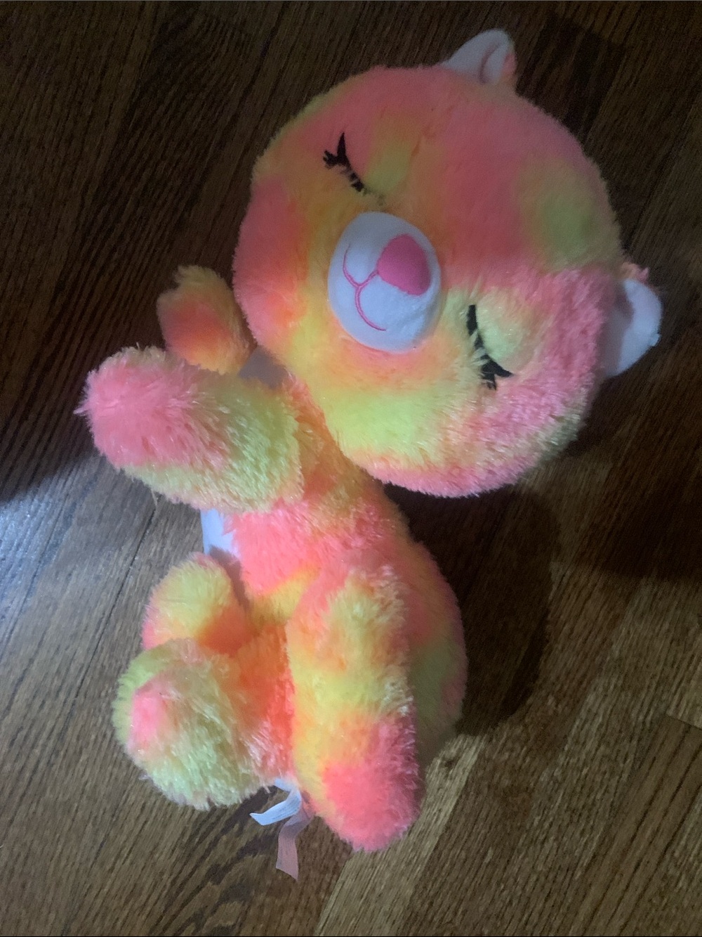 Dreamy Multicolor Plush Bear - Pink & Yellow Cozy Cuddler